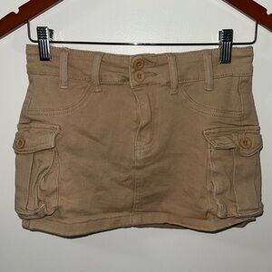 Women’s Khaki Low Waist Cargo Pocket Super Short Denim Skirt – Size S